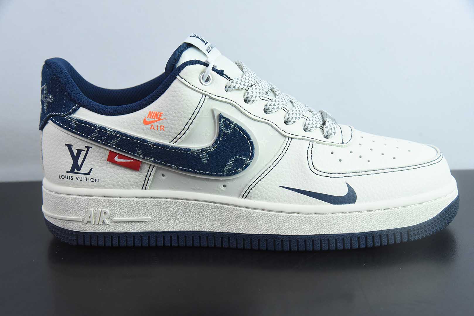 耐克Nike Air Force 1 '07 Low “LV联名黑线蓝牛仔”空军一号低帮休闲板鞋纯原版本 货号：YX5066-345