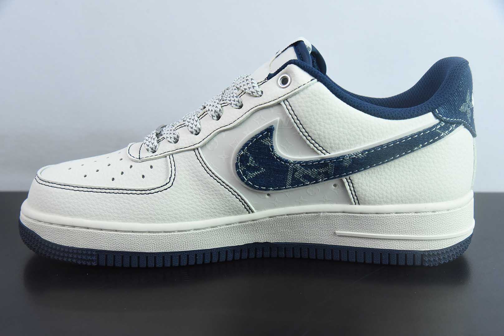 耐克Nike Air Force 1 '07 Low “LV联名黑线蓝牛仔”空军一号低帮休闲板鞋纯原版本 货号：YX5066-345
