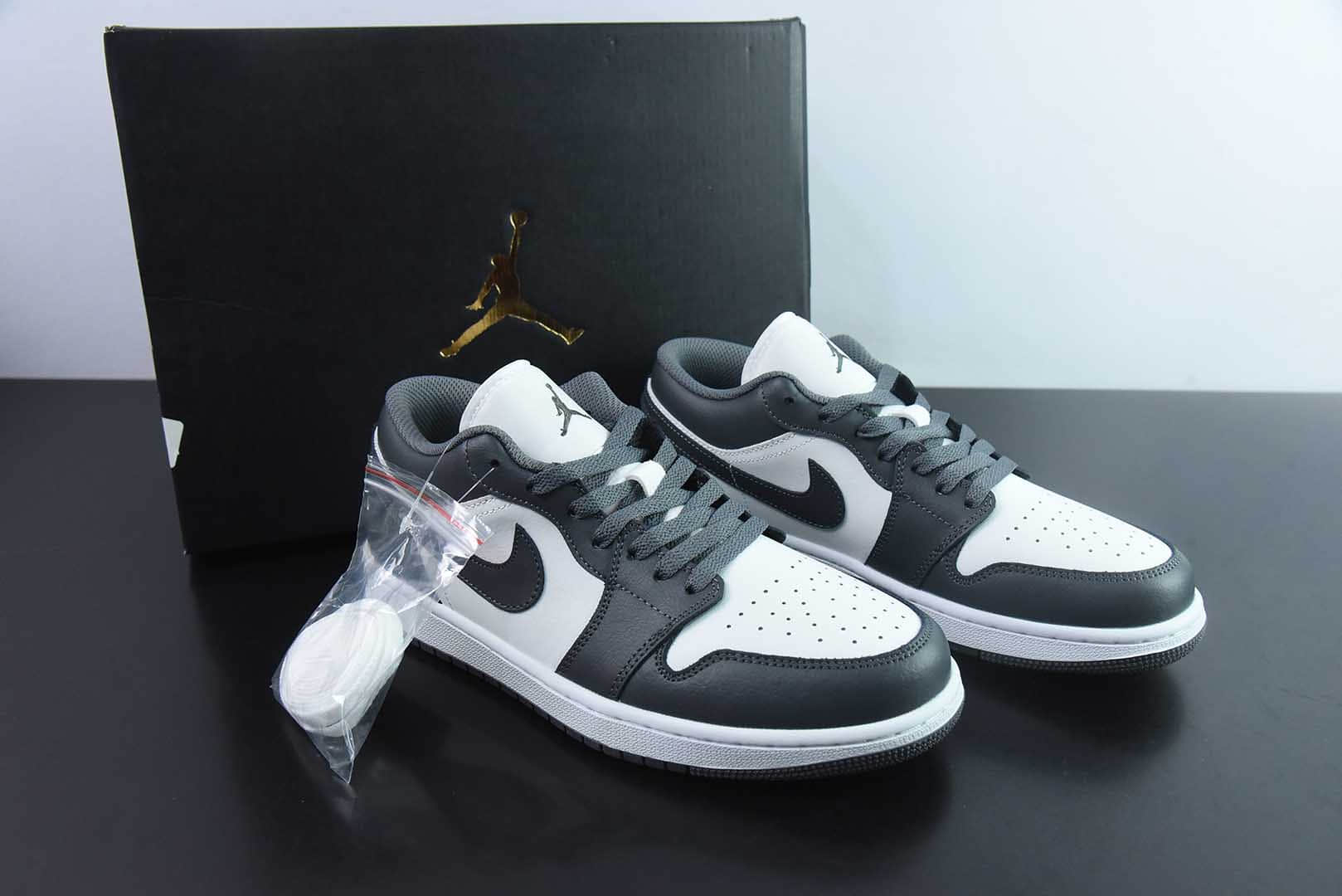 乔丹Air Jordan 1 AJ1 Low 乔丹1代深灰白低帮复古篮球鞋纯原版本 货号：553558-044