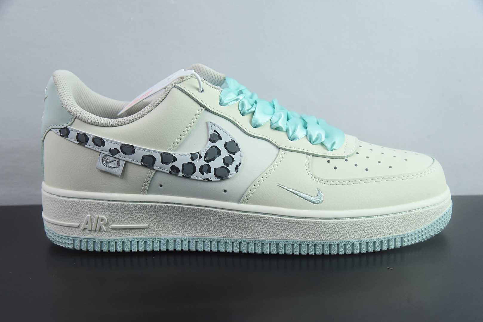 手绘涂鸦“青提奶豹”耐克 Nike Air Force 1  “Green Grape Leopard Pop”空军一号定制板鞋 纯原版本 货号：FB1839-112 实拍细节图