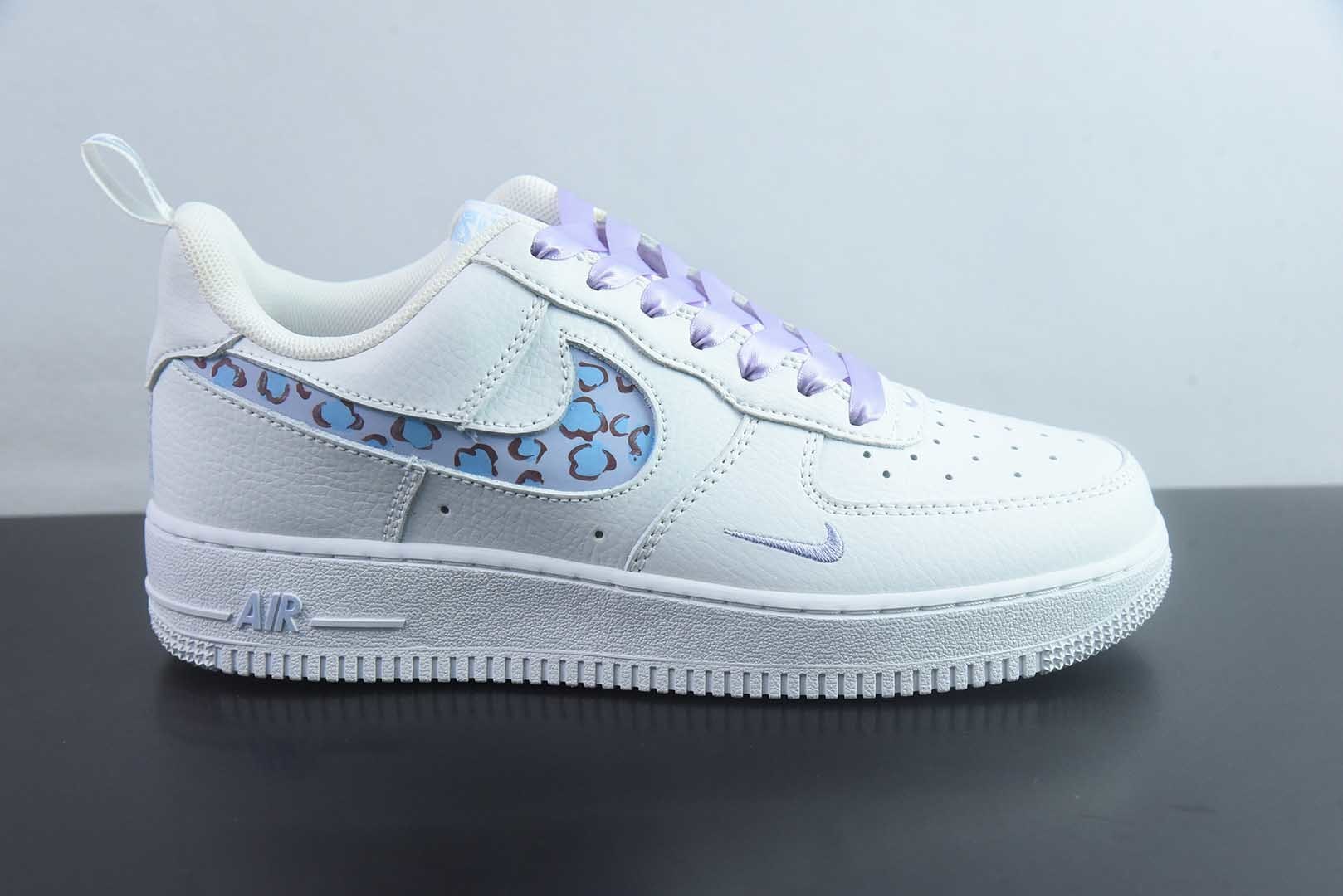 耐克 Nike Air Force 1'07 Low "Ice Blue Leopard Shadow" 手绘涂鸦 冰蓝豹影 空军一号低帮休闲板鞋 FB8971-008 纯原版本 实拍细节图