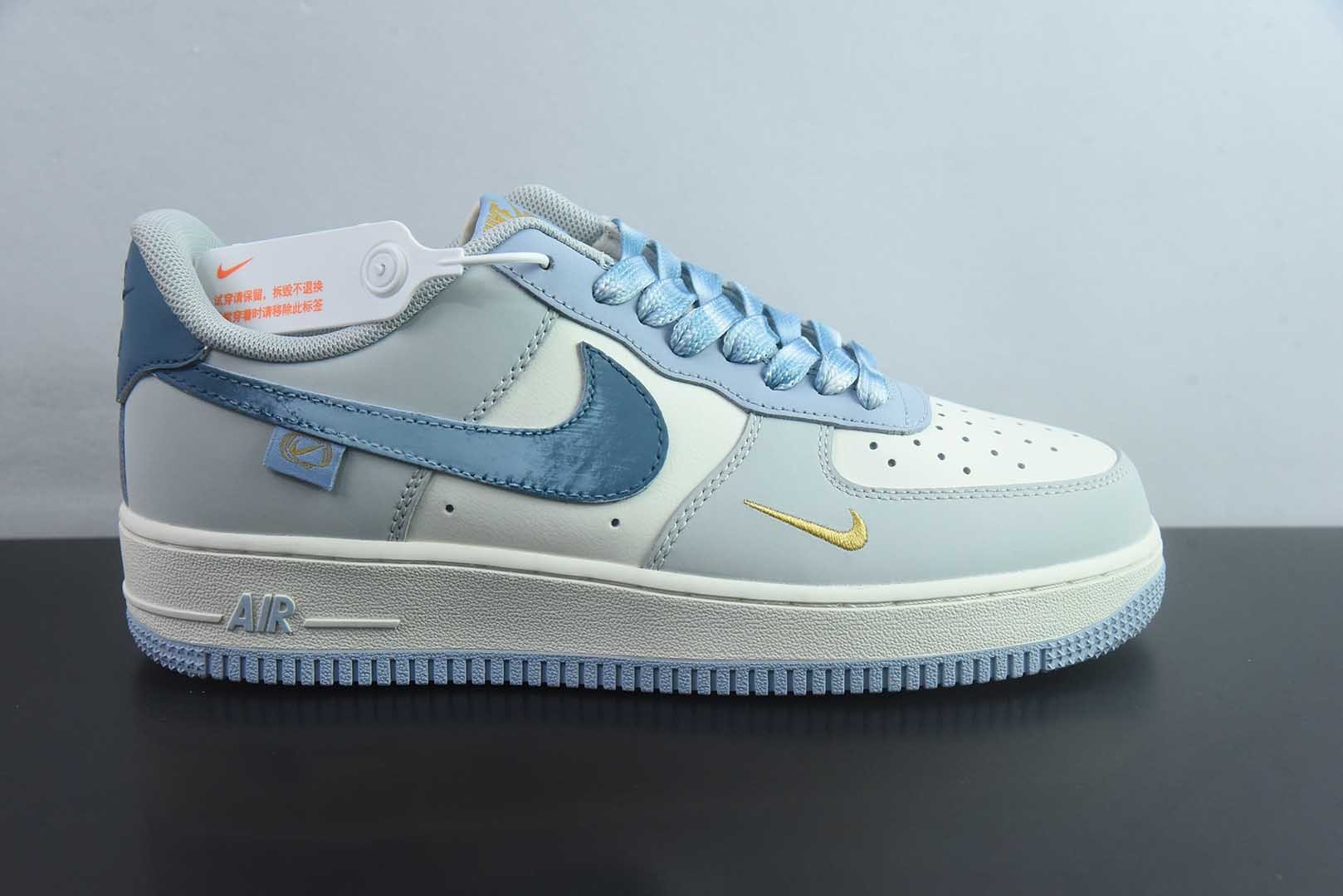 手绘涂鸦“雾屿蓝汐”耐克 Nike Air Force 1  “Misty Isle Tide”空军一号定制板鞋 纯原版本 货号：DB3310-117 实拍细节图