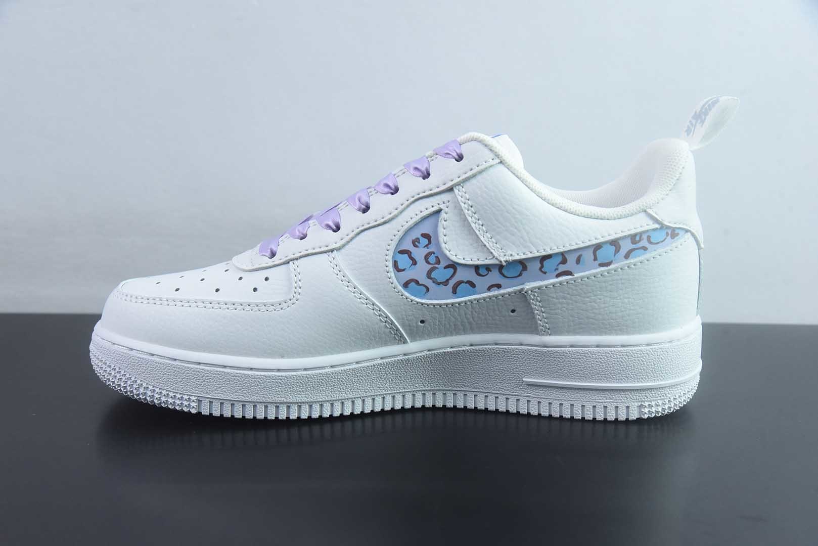 耐克 Nike Air Force 1'07 Low "Ice Blue Leopard Shadow" 手绘涂鸦 冰蓝豹影 空军一号低帮休闲板鞋 FB8971-008 纯原版本 实拍细节图