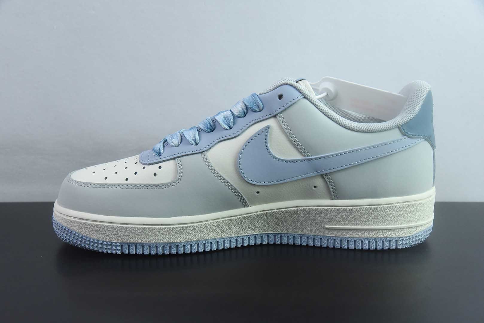 手绘涂鸦“雾屿蓝汐”耐克 Nike Air Force 1  “Misty Isle Tide”空军一号定制板鞋 纯原版本 货号：DB3310-117 实拍细节图