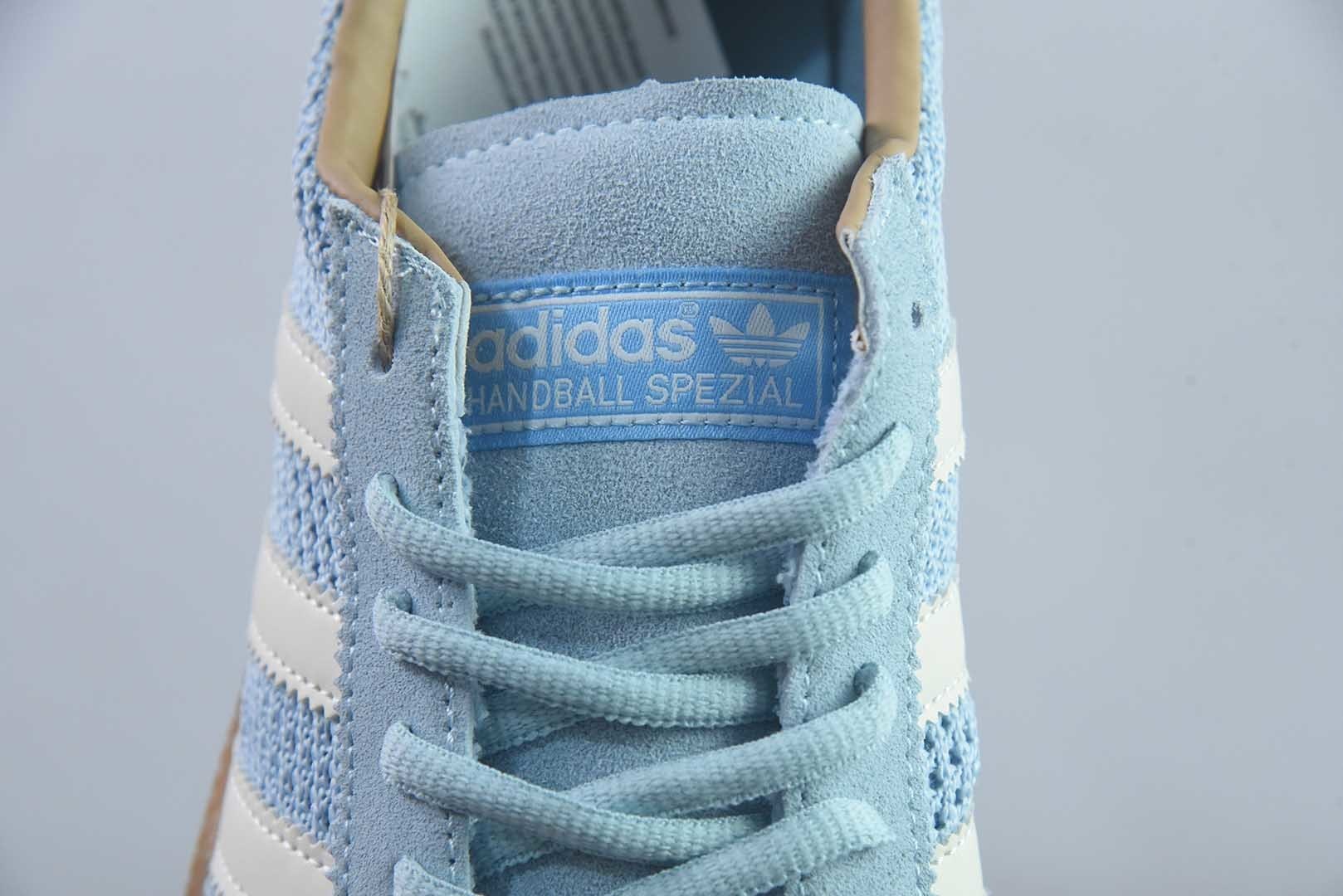 Adidas originals HANDBALL SPEZIAL 三叶草 德训 休闲运动板鞋/淡蓝色 网面 货号：JS3866 纯原版本 实拍细节图