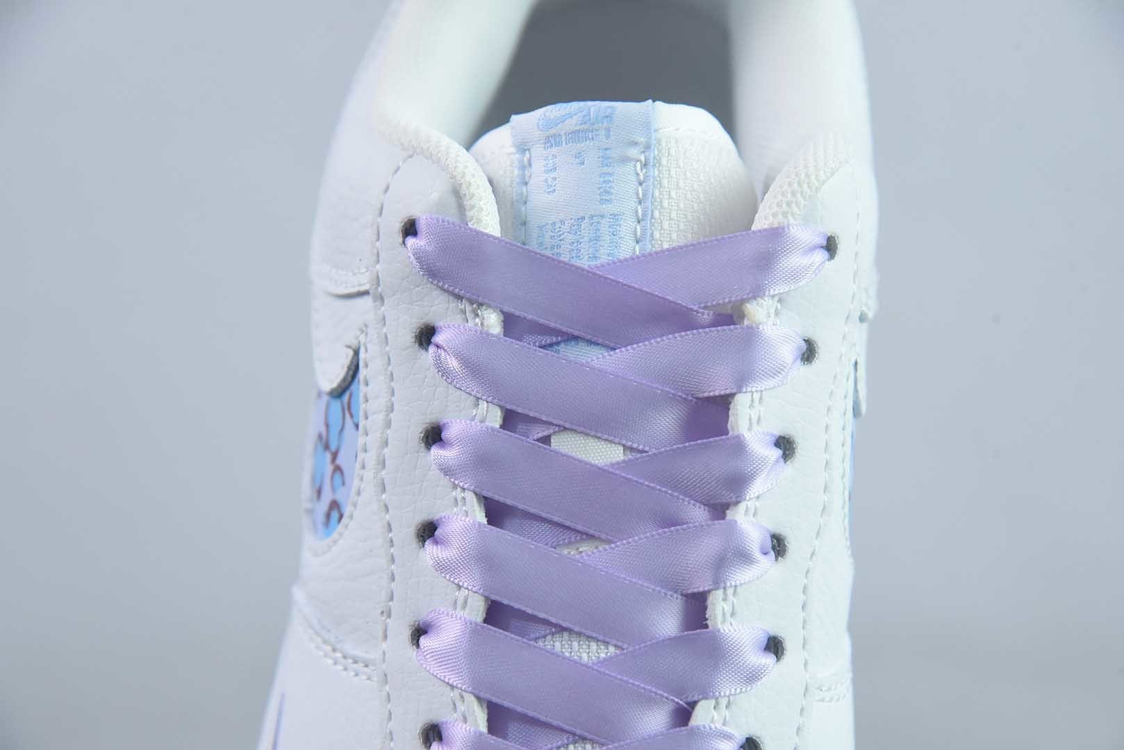 耐克 Nike Air Force 1'07 Low "Ice Blue Leopard Shadow" 手绘涂鸦 冰蓝豹影 空军一号低帮休闲板鞋 FB8971-008 纯原版本 实拍细节图