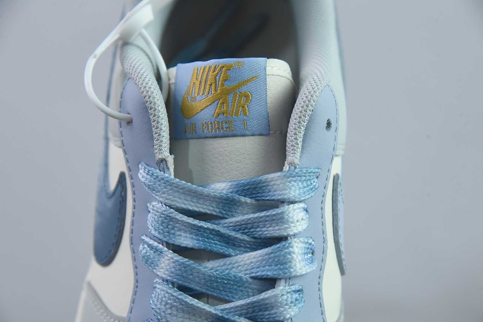手绘涂鸦“雾屿蓝汐”耐克 Nike Air Force 1  “Misty Isle Tide”空军一号定制板鞋 纯原版本 货号：DB3310-117 实拍细节图