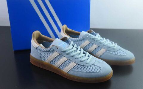 Adidas originals HANDBALL SPEZIAL 三叶草 德训 休闲运动板鞋/淡蓝色 网面 货号：JS3866 纯原版本