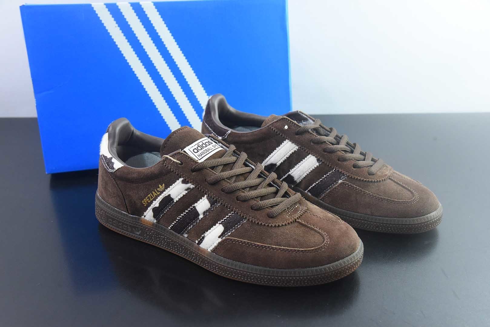Adidas originals HANDBALL SPEZIAL 三叶草 德训 休闲运动板鞋/棕色 奶牛 KJ7422 纯原版本 主图