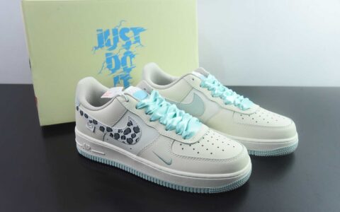 手绘涂鸦“青提奶豹”耐克 Nike Air Force 1 “Green Grape Leopard Pop”空军一号定制板鞋 纯原版本 货号：FB1839-112 主图