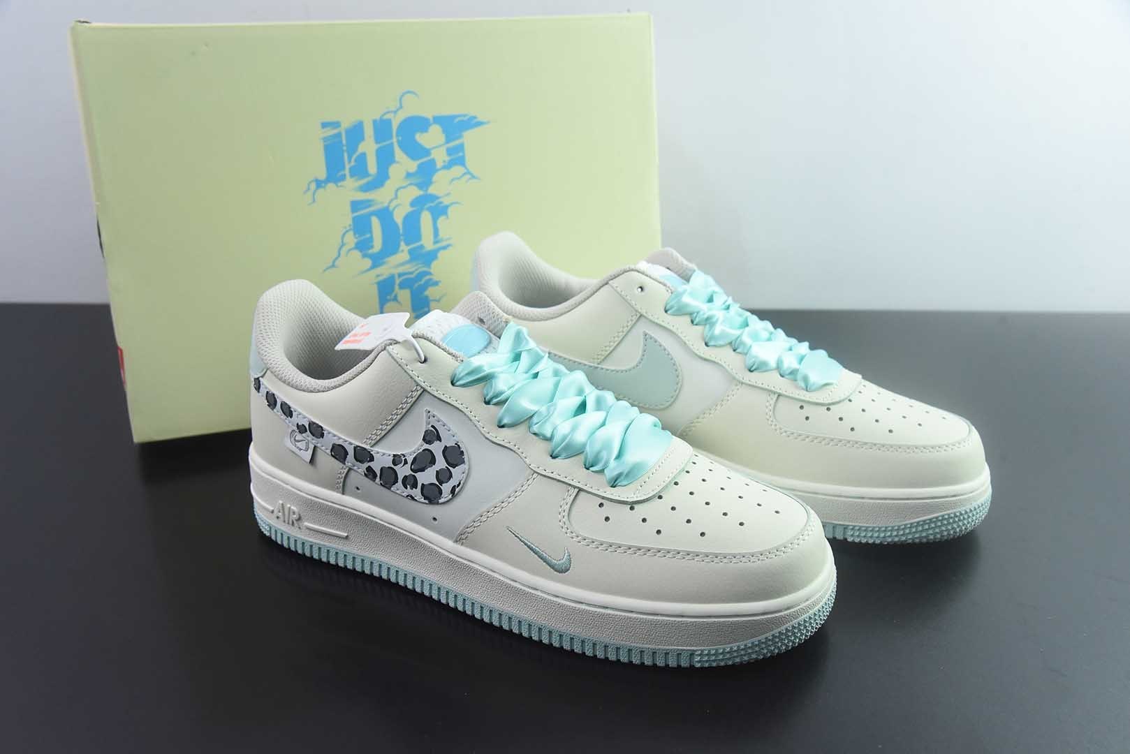 手绘涂鸦“青提奶豹”耐克 Nike Air Force 1  “Green Grape Leopard Pop”空军一号定制板鞋 纯原版本 货号：FB1839-112 主图