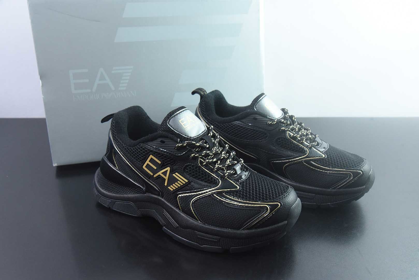 EMPORIO ARMANI阿玛尼 EA7 橡胶皮革圆头系带低帮生活休闲鞋 安普里奥•阿玛尼（Emporio Armani）是意大利著名奢侈品品牌 纯原版本 主图