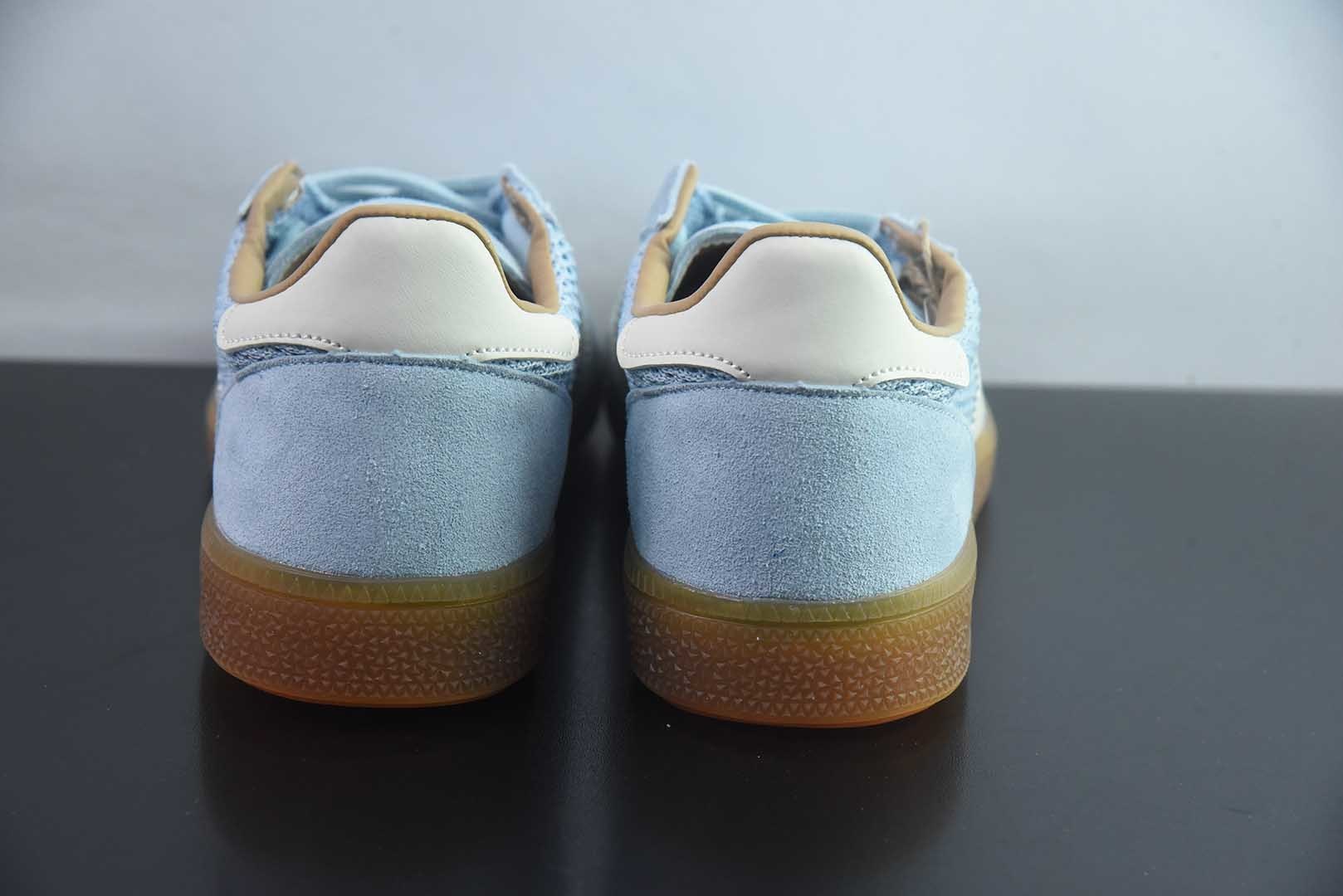 Adidas originals HANDBALL SPEZIAL 三叶草 德训 休闲运动板鞋/淡蓝色 网面 货号：JS3866 纯原版本 实拍细节图