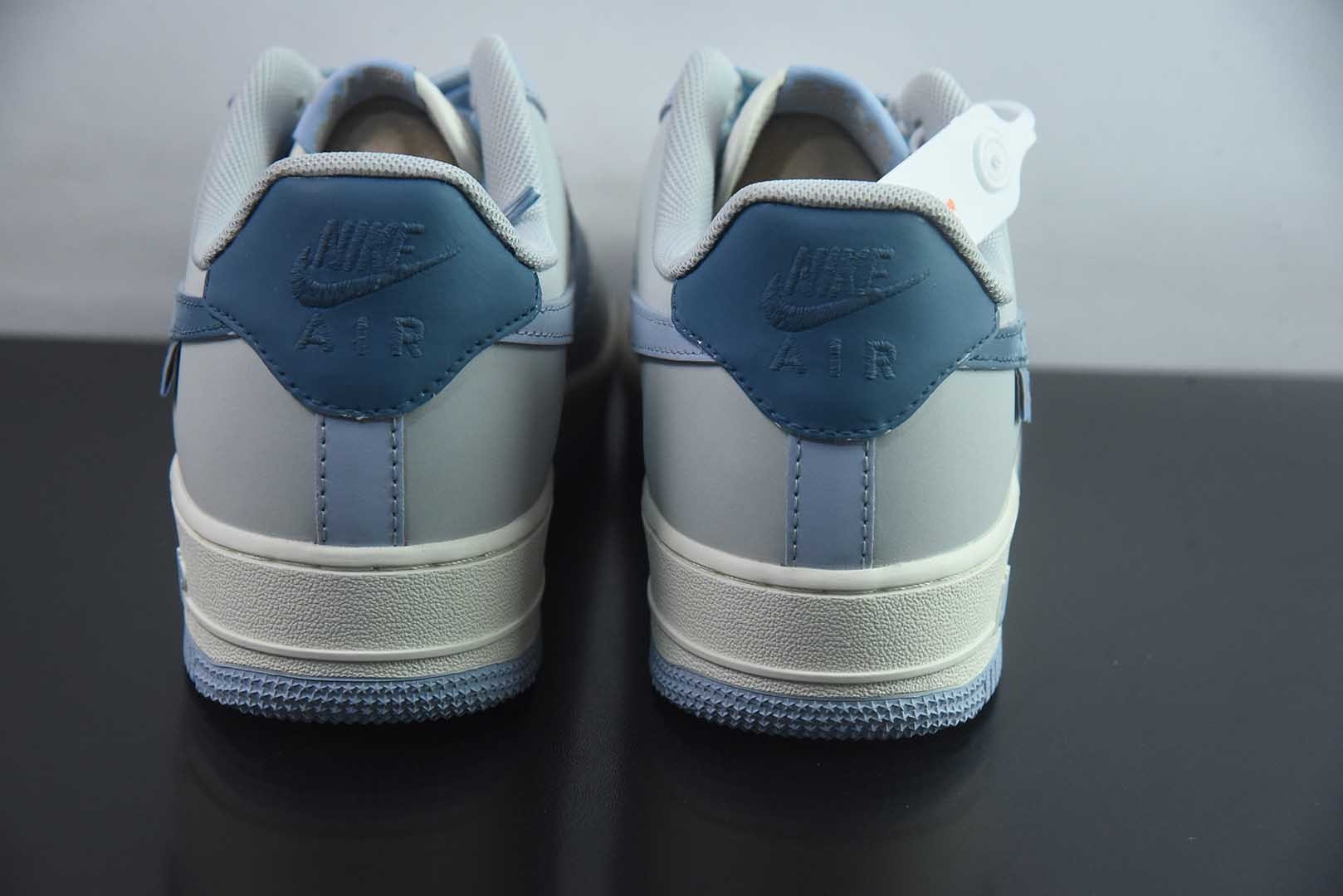 手绘涂鸦“雾屿蓝汐”耐克 Nike Air Force 1  “Misty Isle Tide”空军一号定制板鞋 纯原版本 货号：DB3310-117 实拍细节图