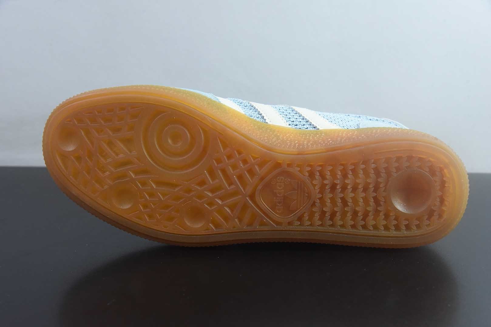 Adidas originals HANDBALL SPEZIAL 三叶草 德训 休闲运动板鞋/淡蓝色 网面 货号：JS3866 纯原版本 实拍细节图