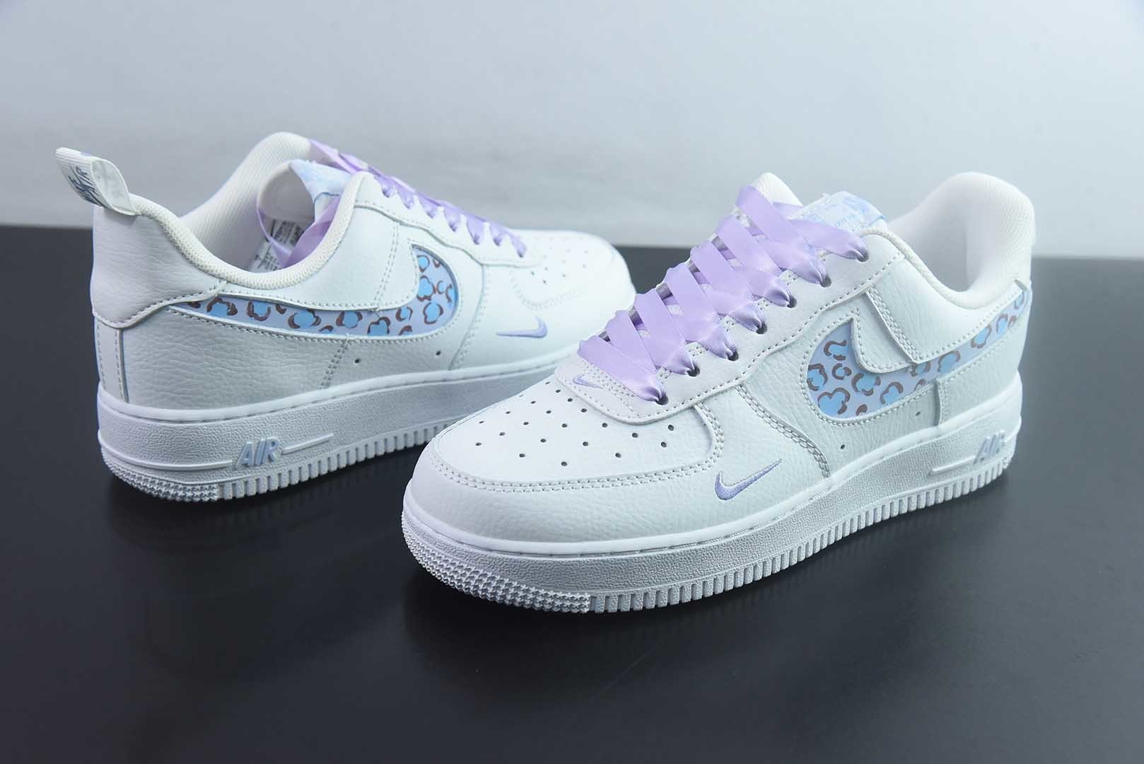 耐克 Nike Air Force 1'07 Low "Ice Blue Leopard Shadow" 手绘涂鸦 冰蓝豹影 空军一号低帮休闲板鞋 FB8971-008 纯原版本 实拍细节图