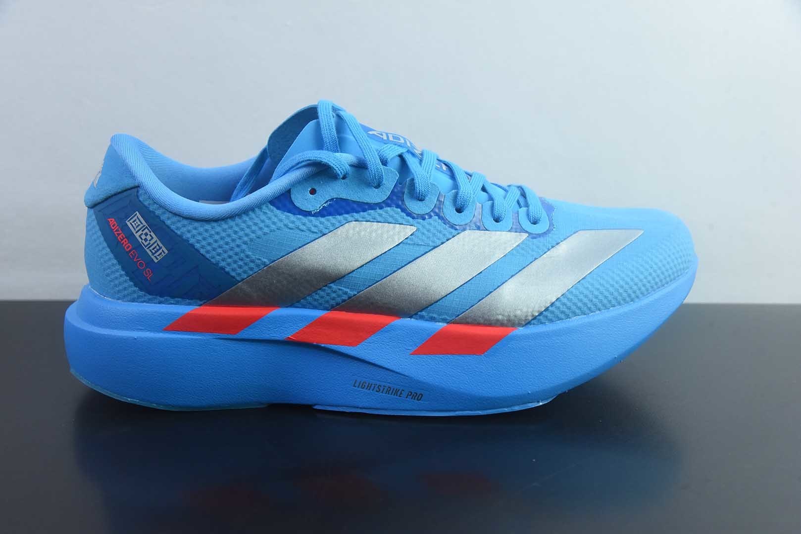 阿迪达斯 Adidas Adizero Evo SL ATR 阿迪 马拉松竞速跑步鞋/蓝银色 货号 纯原版本 货号：JR2023 实拍细节图