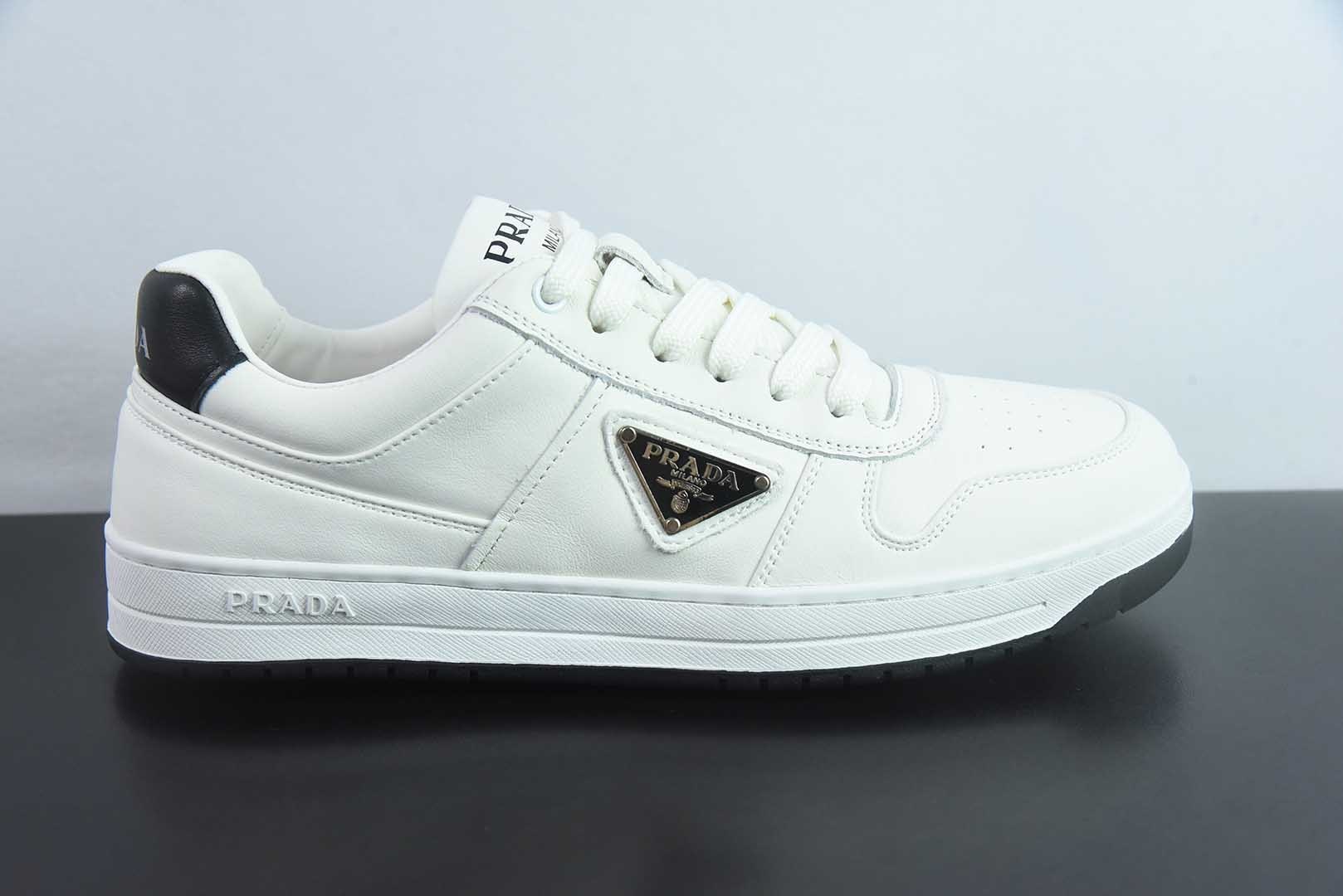 普拉达 PRADA Downtown Bold 徽标印花圆头系带低帮板鞋 5cm 女款 纯原版本 货号:BPL23771453 实拍细节图