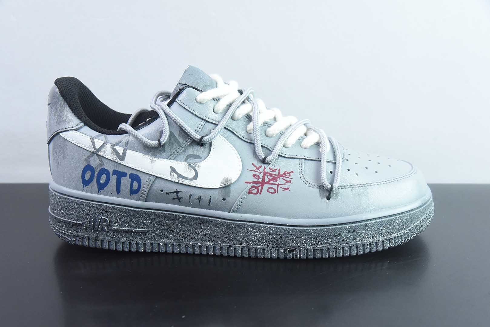 耐克 Nike Air Force 1'07 Low "ootp" 手绘涂鸦 水泥墙 空军一号低帮休闲板鞋 CW2288-110 纯原版本 实拍细节图