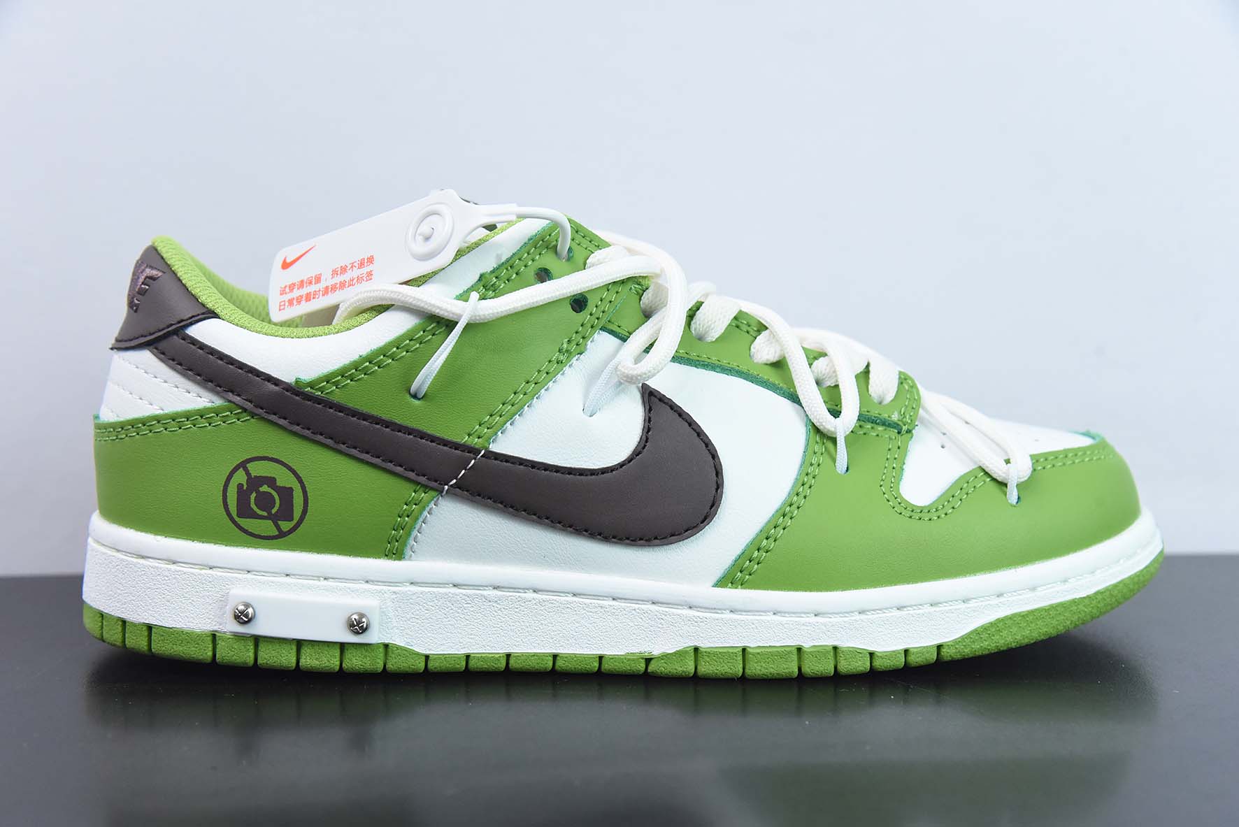 耐克 Nike SB Dunk Low 解构抽绳低帮 绑带 白绿色 印花 货号：DV9108 711-69纯原版本 实拍细节图
