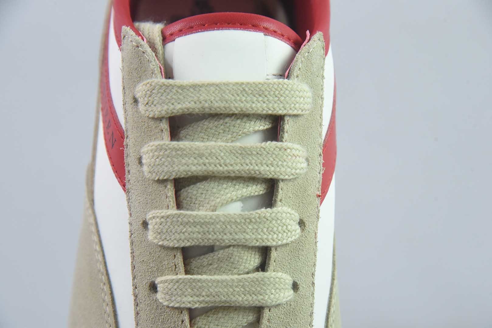 MQ 麦昆 Boxe 麂皮 圆头撞色裁片 德训鞋 卡其 纯原版本 实拍细节图