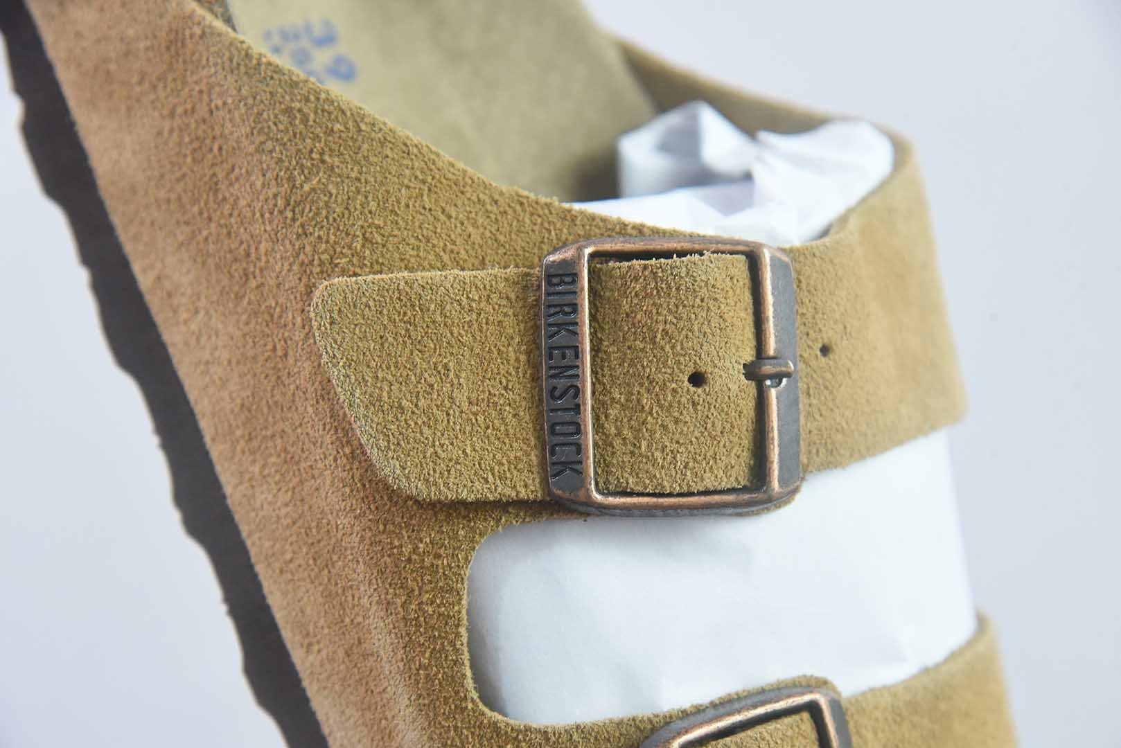 Birkenstock Boston 博肯/勃肯 系列上架 牛皮绒面革平底复古软木休闲鞋 二字拖鞋 纯原版本 实拍细节图