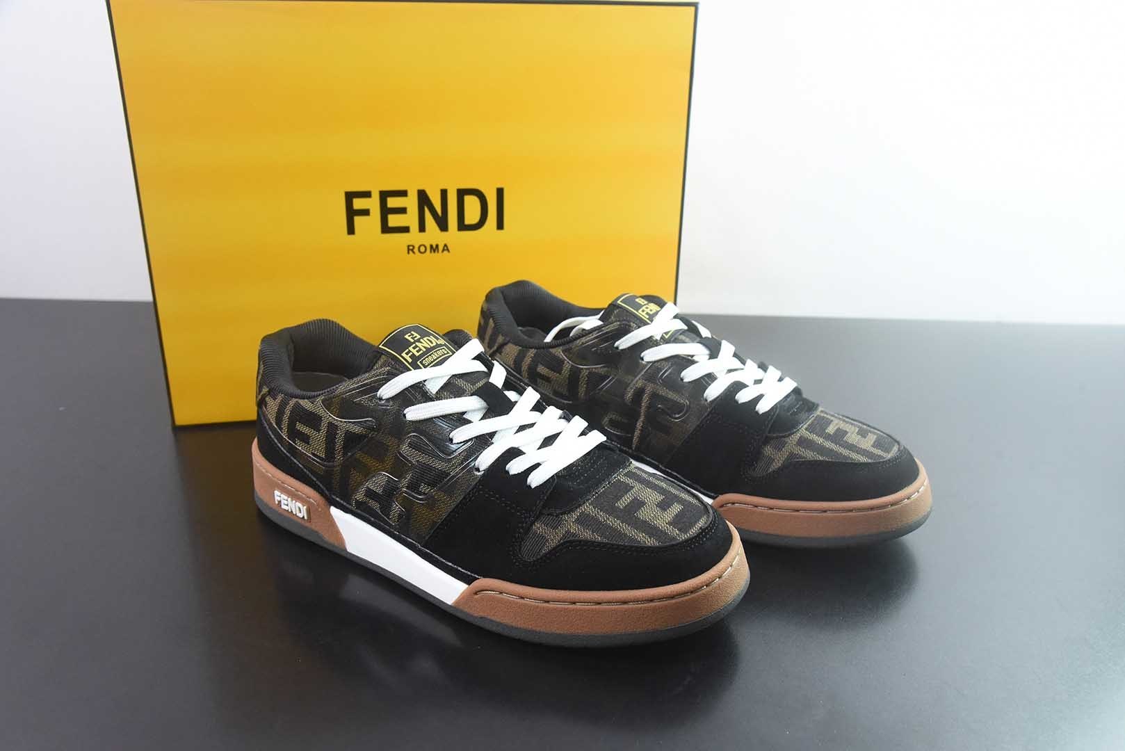 FENDI芬迪 Match 皮革 浮雕系带 低帮时尚板鞋 FENDI Matc 纯原版本 货号:7E1493AHH2 F1FHS 主图