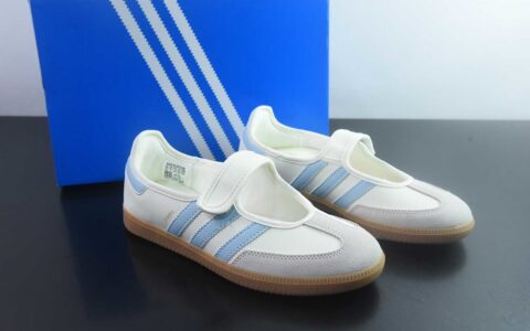 阿迪达斯 adidas originals Samba Jane 舒适柔软 玛丽珍鞋 女款 白蓝 纯原版本 货号：JR7339 主图