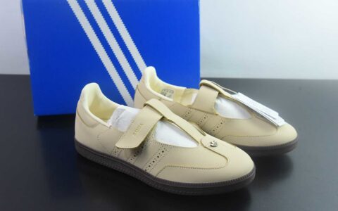 阿迪达斯 adidas三叶草 Samba Jane 魔术贴玛丽珍女鞋 复古德训平底休闲鞋 豆沙粉 纯原版本 货号：KJ3969 主图
