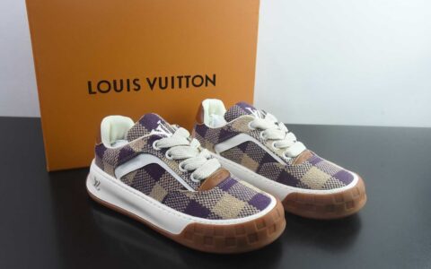 LV Tilted 牛皮革 饼干鞋 淡紫格纹 纯原版本