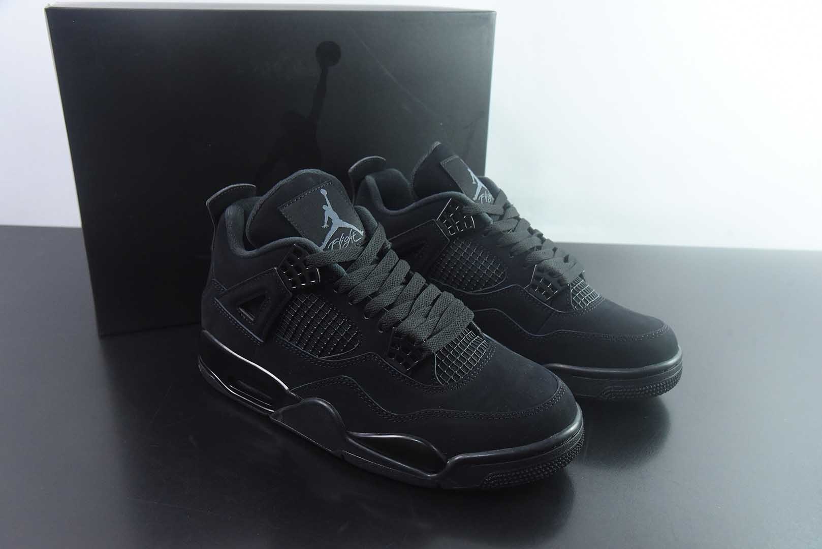 Jordan 乔丹 Air Jordan 4 Retro 时尚百搭 中帮 复古篮球鞋 男女同款 货号：CU1110-010 黑猫 纯原版本 主图