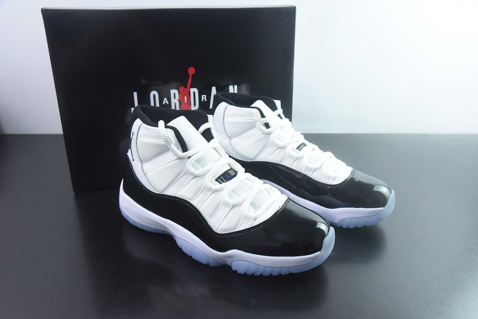 AJ11,Tinker Hatfield 于1995年操刀的里程碑之作,陪伴乔丹95-96赛季复出夺冠、写下72胜10负神话,被鞋圈奉为“正代天花板”。 纯原版本 货号:378037-100 主图