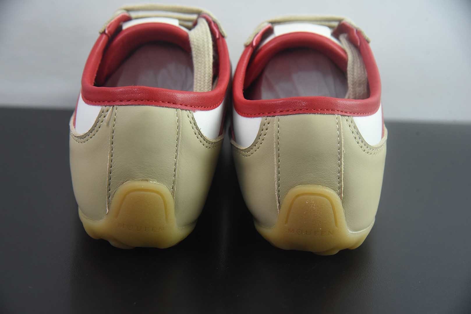 MQ 麦昆 Boxe 麂皮 圆头撞色裁片 德训鞋 卡其 纯原版本 实拍细节图