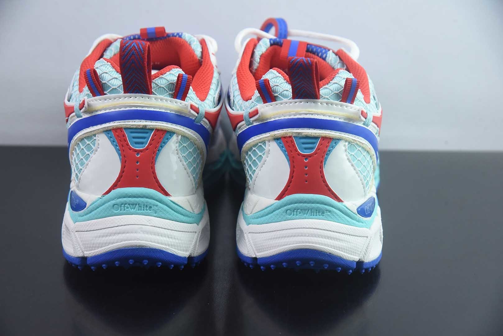OFF-WHITE OW运动鞋 春夏走秀款球鞋 所有配件均通过定做出产正品裁片 原版比例大箭头定制网眼布双拼牛皮进口机 纯原版本 实拍细节图