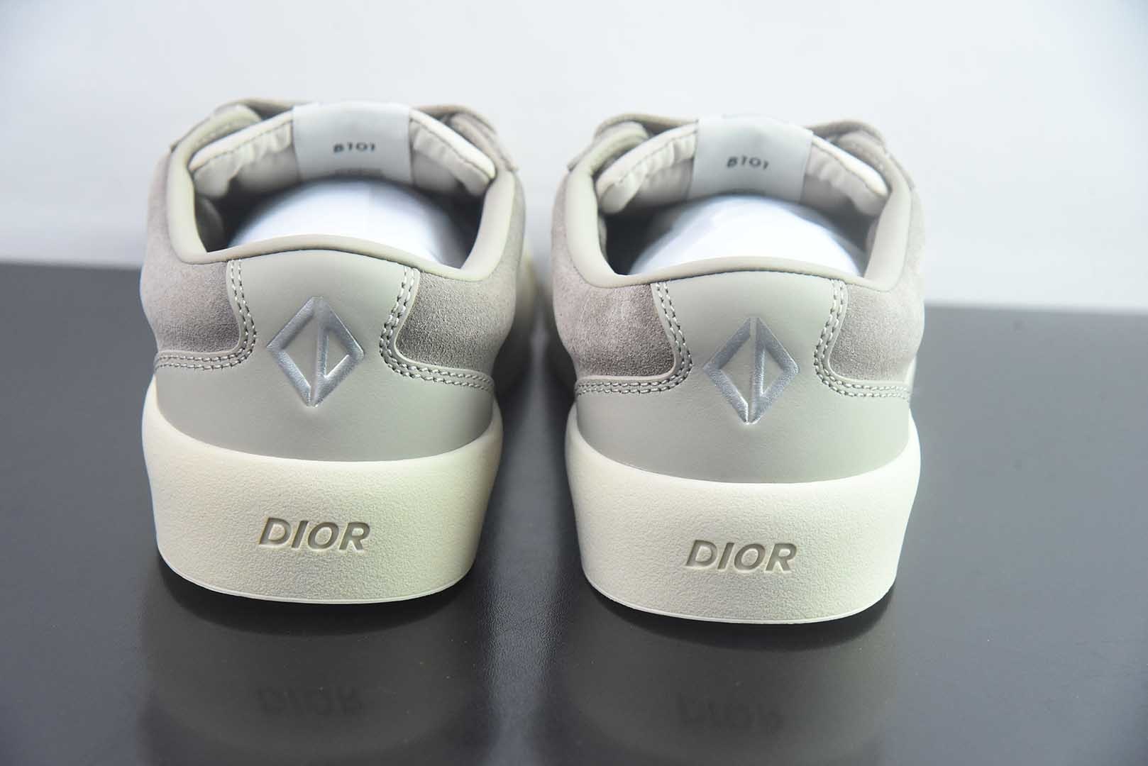 X1版本东莞纯原 Dior 迪奥B101 德训休闲时装板鞋 全灰麂皮款 实拍细节图