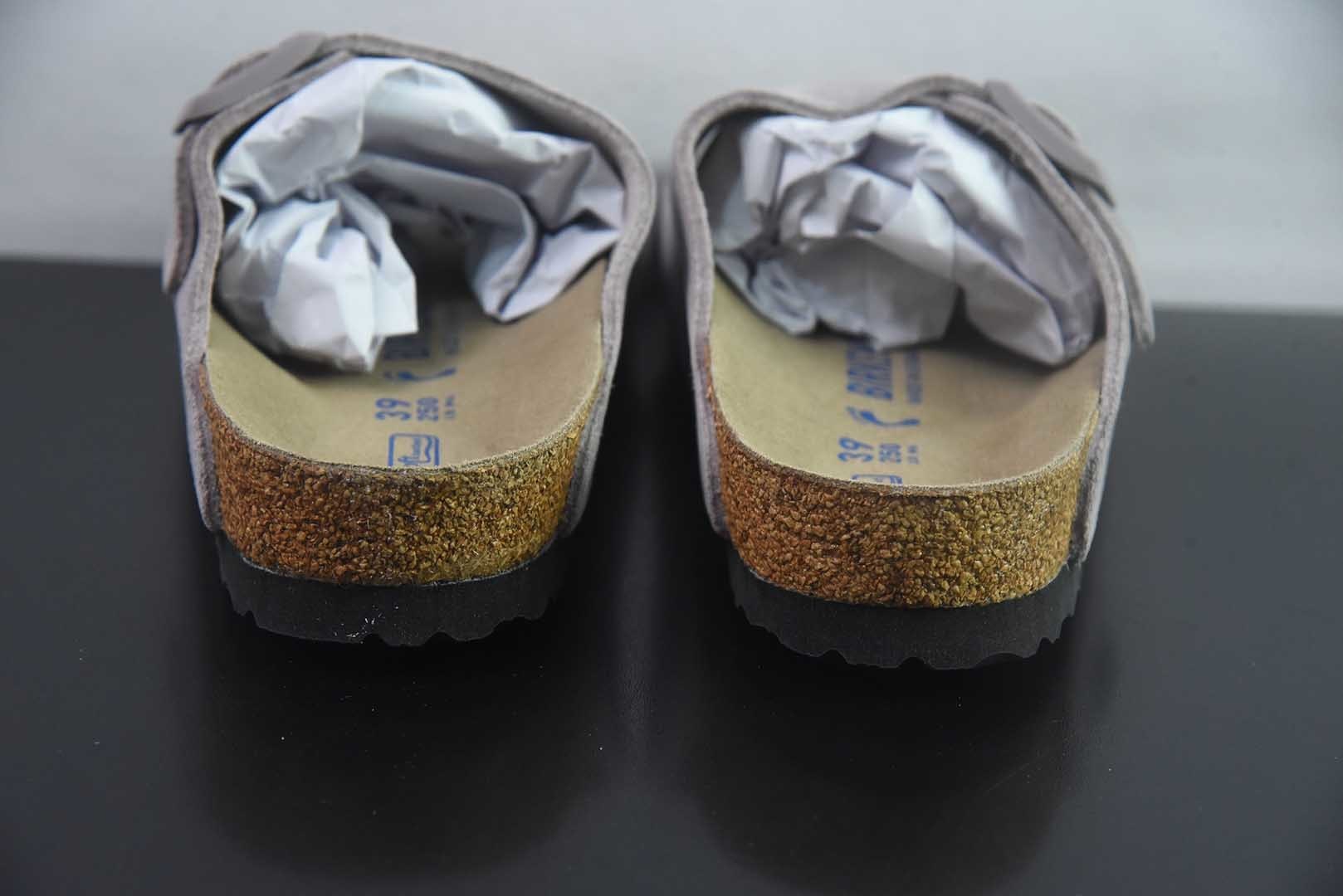 Birkenstock Boston 博肯/勃肯 系列上架 牛皮绒面革平底复古软木休闲鞋 二字拖鞋 纯原版本 实拍细节图