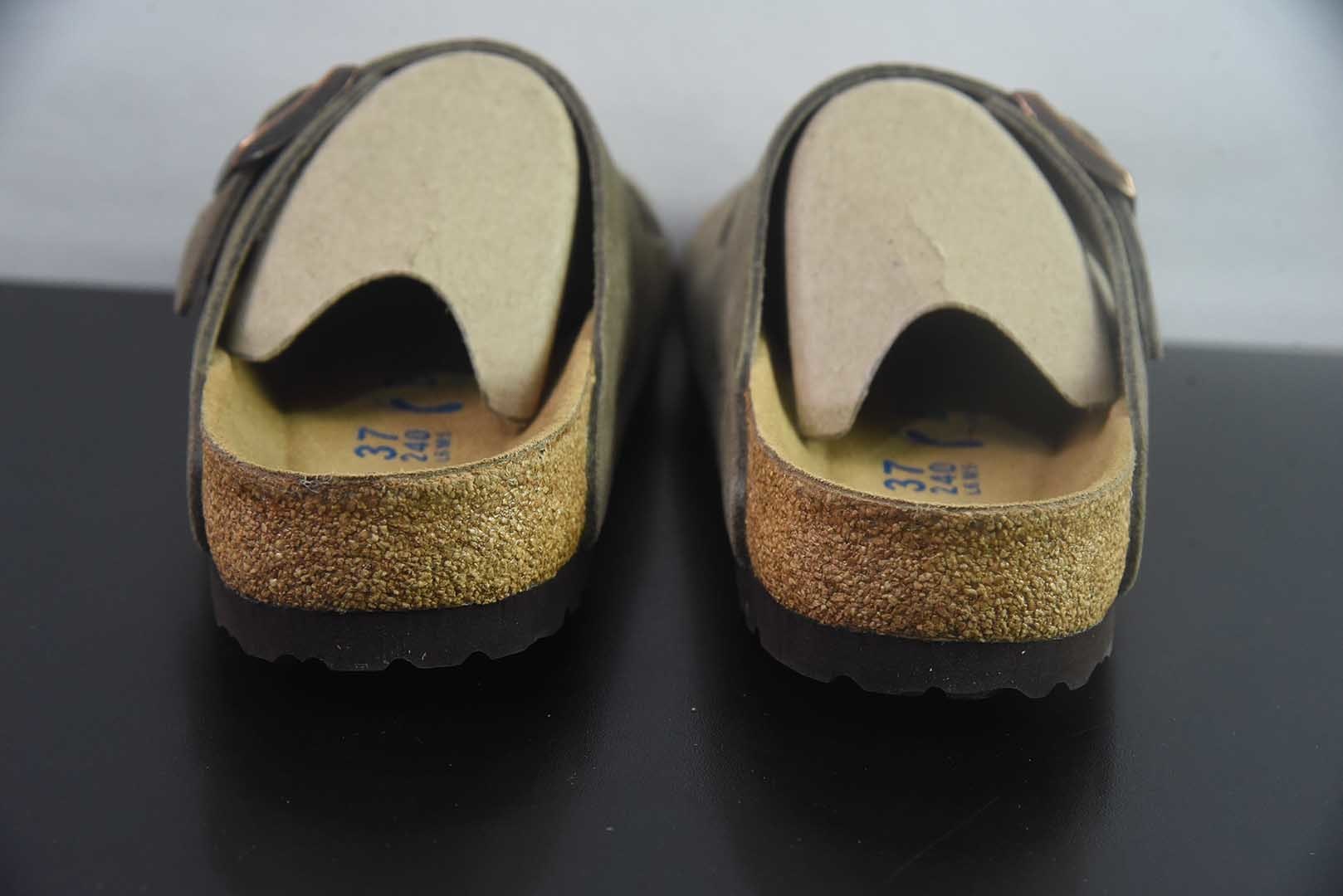 Birkenstock Boston 博肯/勃肯 系列上架 牛皮绒面革平底复古软木休闲鞋 二字拖鞋 纯原版本 实拍细节图