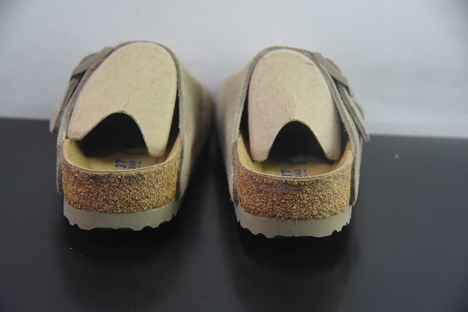 Birkenstock Boston 博肯/勃肯 系列上架 牛皮绒面革平底复古软木休闲鞋 二字拖鞋 纯原版本 实拍细节图