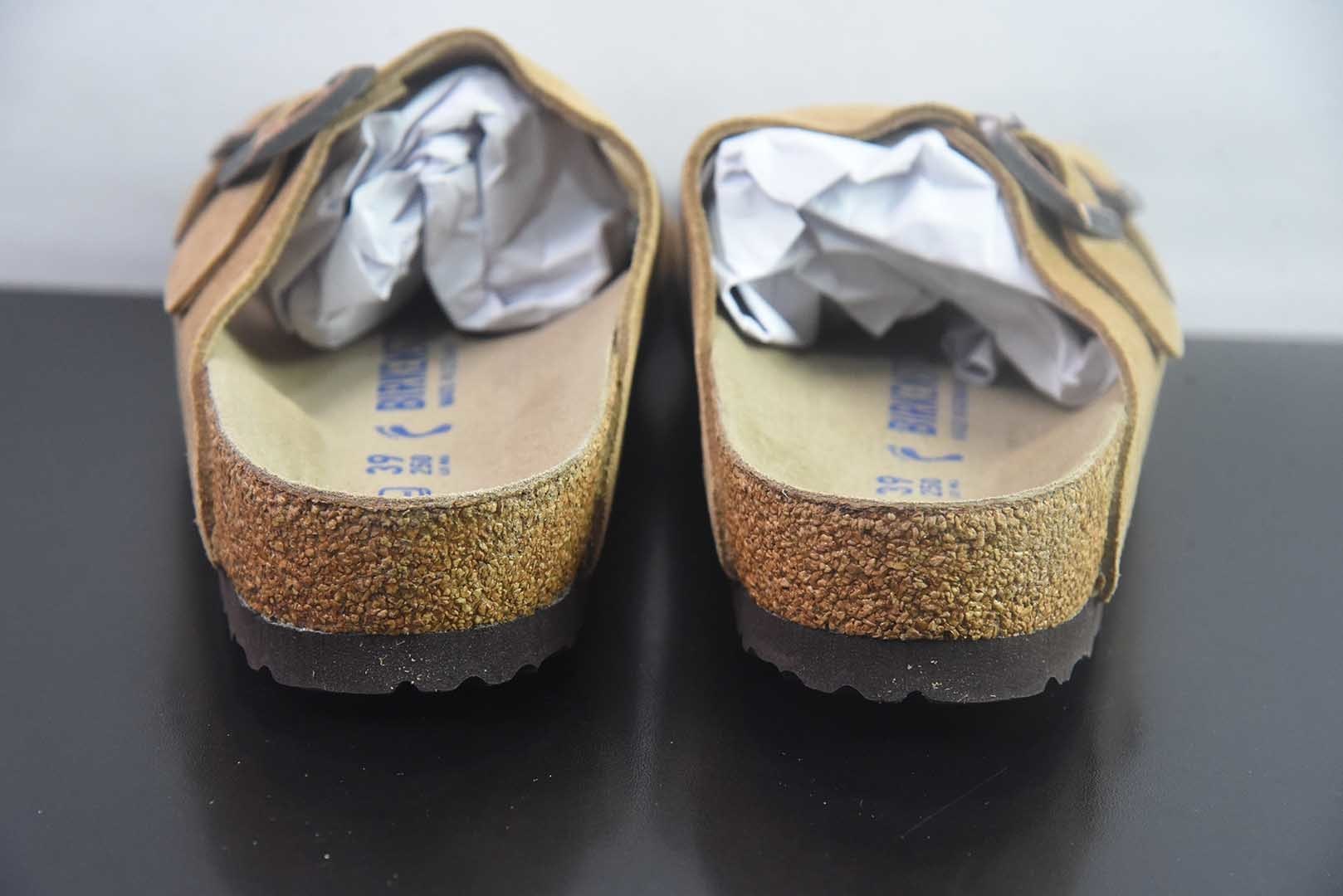 Birkenstock Boston 博肯/勃肯 系列上架 牛皮绒面革平底复古软木休闲鞋 二字拖鞋 纯原版本 实拍细节图