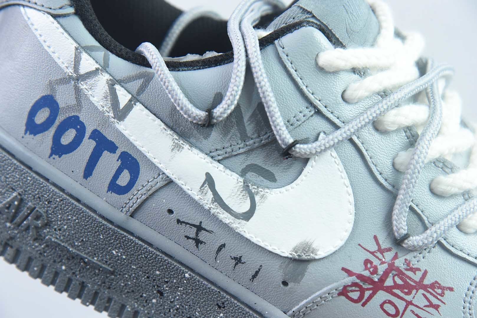 耐克 Nike Air Force 1'07 Low "ootp" 手绘涂鸦 水泥墙 空军一号低帮休闲板鞋 CW2288-110 纯原版本 实拍细节图