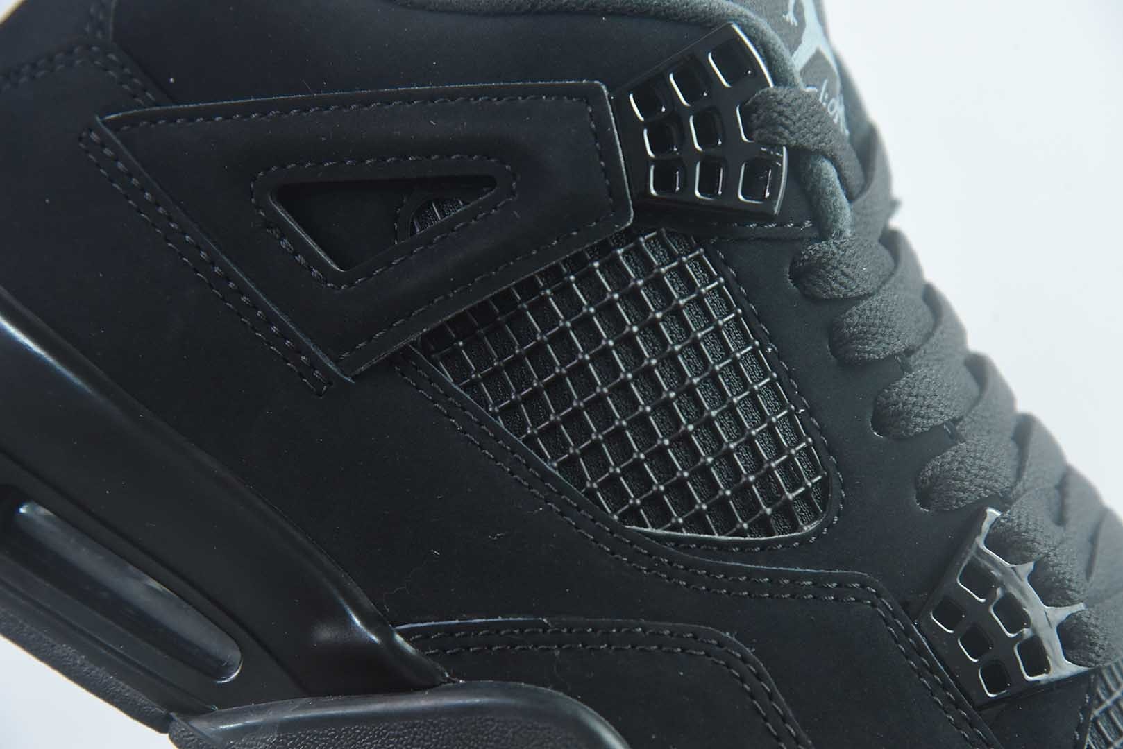 Jordan 乔丹 Air Jordan 4 Retro 时尚百搭 中帮 复古篮球鞋 男女同款 货号：CU1110-010 黑猫 纯原版本 实拍细节图