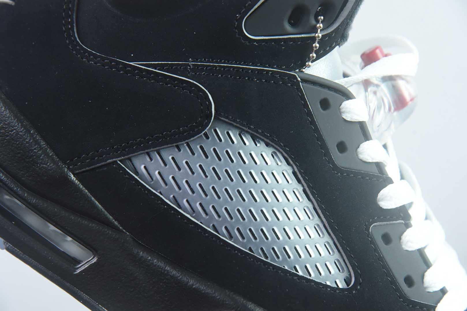 Jordan 乔丹 Air Jordan 5 舒适贴合 复古篮球鞋 男款  货号：HF3975-001 黑银 纯原版本 实拍细节图