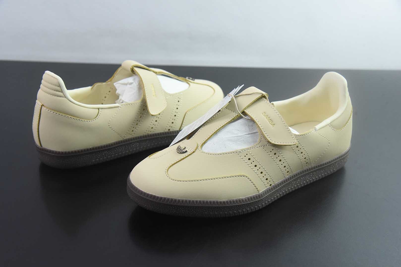阿迪达斯 adidas三叶草 Samba Jane 魔术贴玛丽珍女鞋 复古德训平底休闲鞋 豆沙粉 纯原版本 货号:KJ3969 实拍细节图