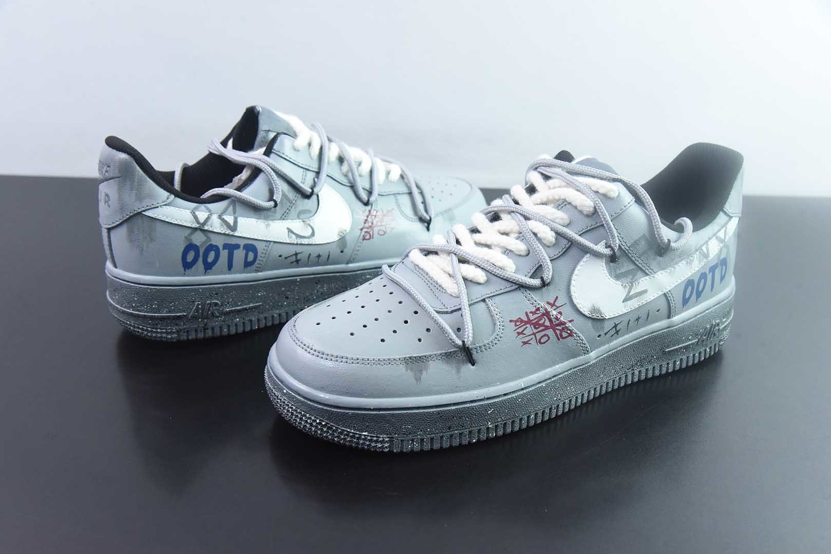耐克 Nike Air Force 1'07 Low "ootp" 手绘涂鸦 水泥墙 空军一号低帮休闲板鞋 CW2288-110 纯原版本 实拍细节图