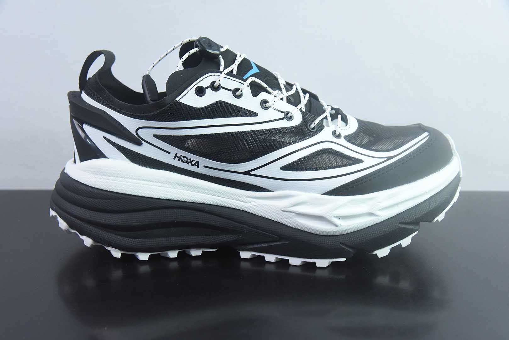 HOKA ONE ONE Stinson One7 斯丁森7代 舒适贴合 越野跑鞋 男女同款 黑色 货号:1178630-BWHT 纯原版本 实拍细节图