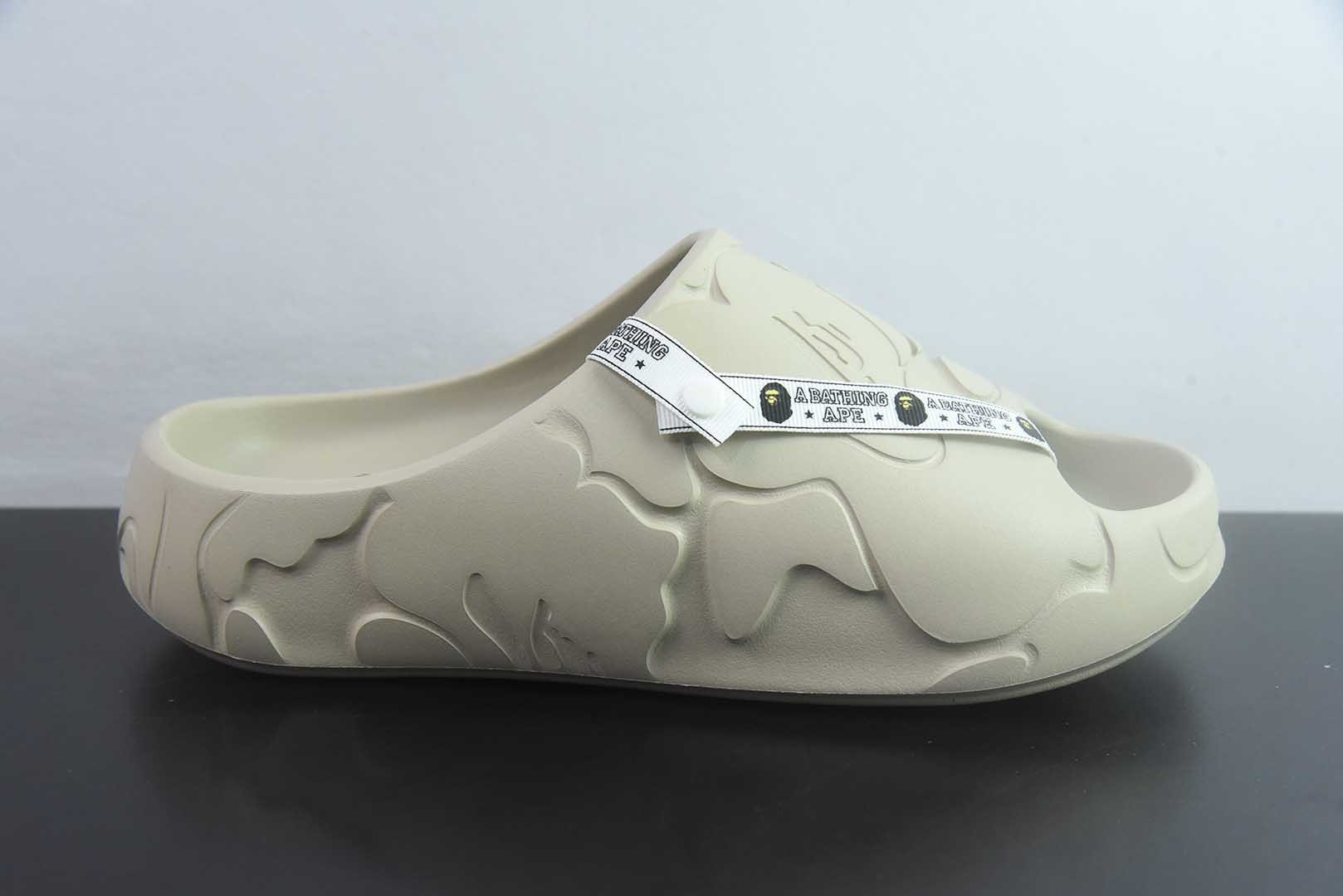猿人头 BAPE 黄色EVA一字拖鞋 纯原版本 货号:YSQ79294220 实拍细节图