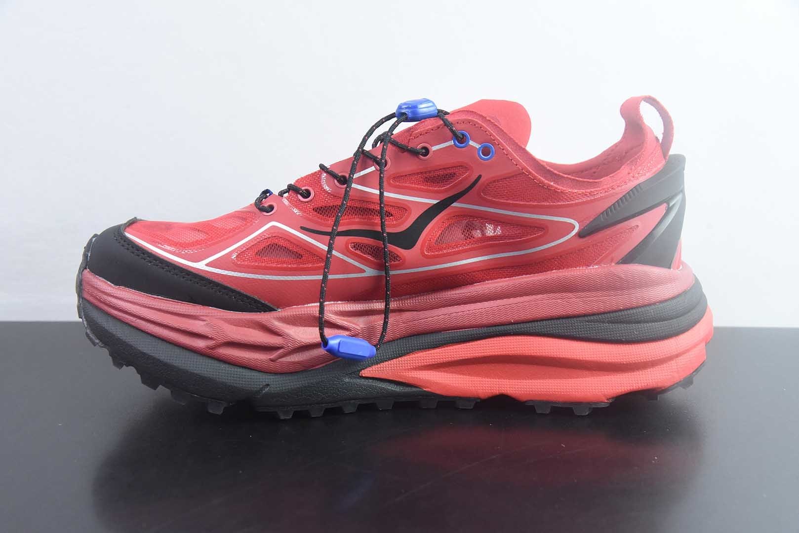 HOKA ONE ONE Stinson One7 斯丁森7代 舒适贴合 越野跑鞋 男女同款 红色 货号：1168931-PKY 纯原版本 实拍细节图