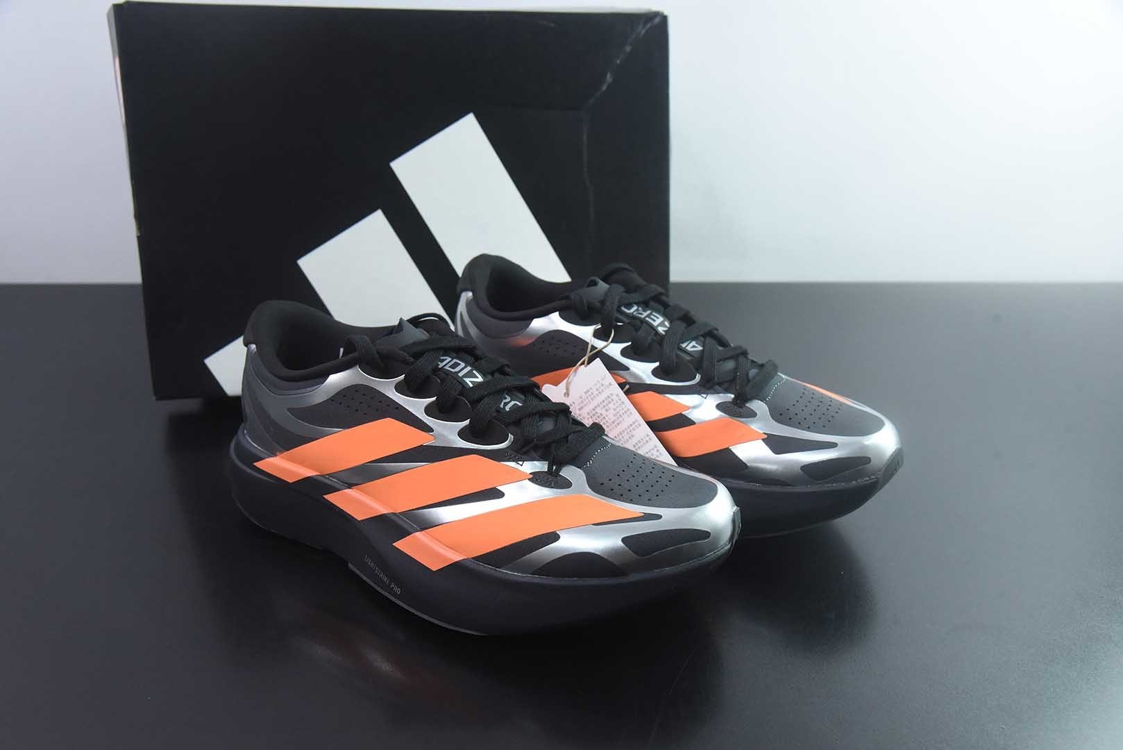 阿迪达斯 adidas Adizero Evo SL EXO贴合轻盈 织物回弹跑步鞋 男款货号：黑橙KI4766纯原版本 主图