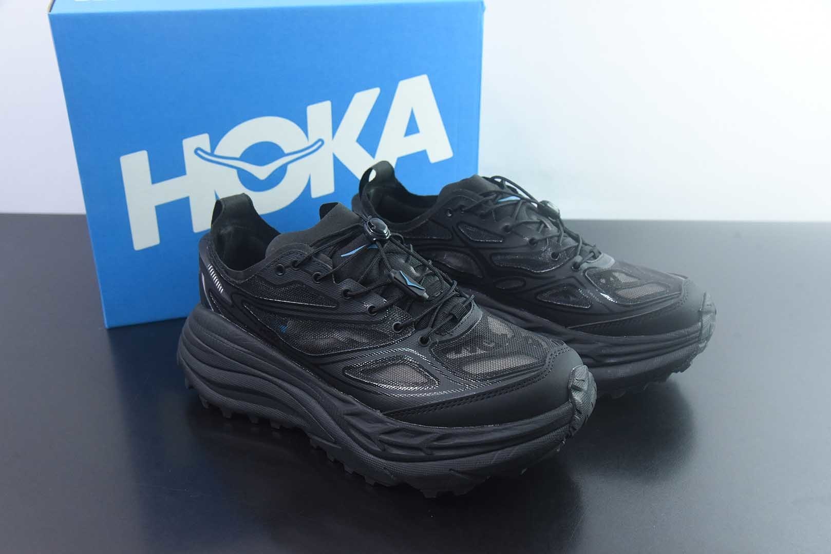HOKA ONE ONE Stinson One7 斯丁森7代 舒适贴合 越野跑鞋 男女同款 黑色 货号:1178630-BBNB 纯原版本 主图