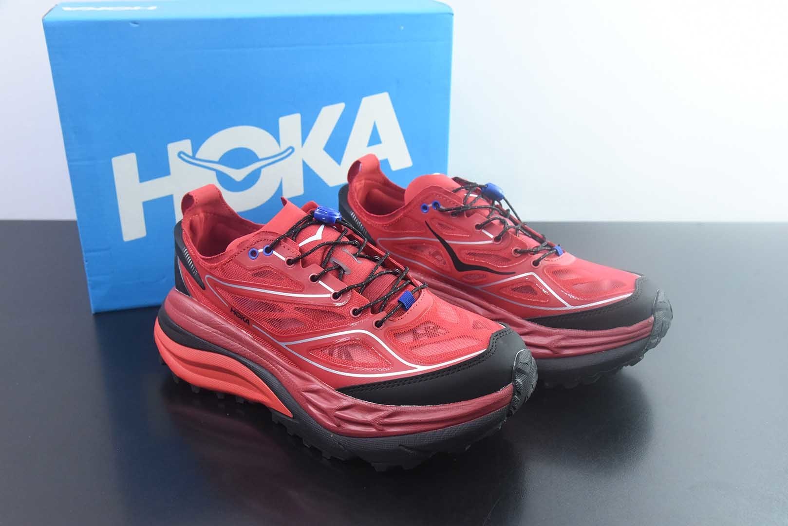 HOKA ONE ONE Stinson One7 斯丁森7代 舒适贴合 越野跑鞋 男女同款 红色 货号：1168931-PKY 纯原版本 主图